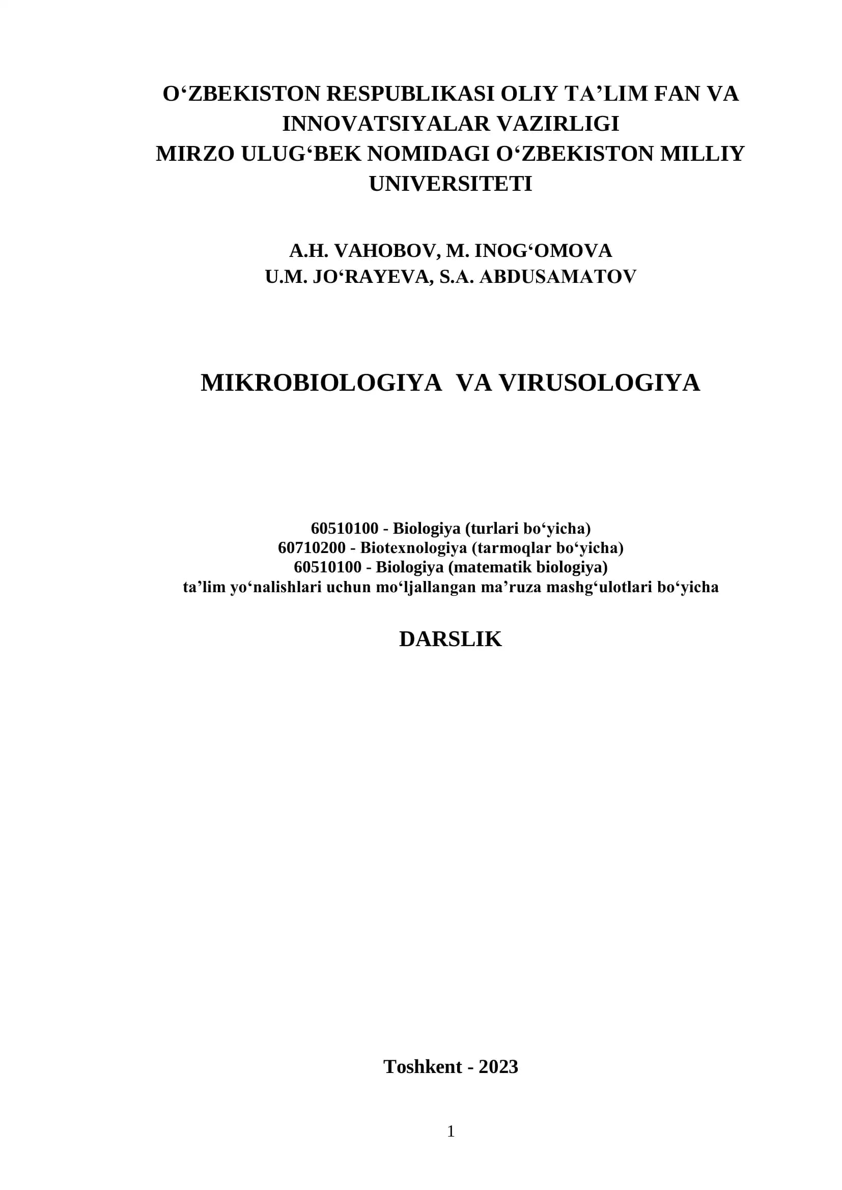 Mikrobiologiya va virusologiya