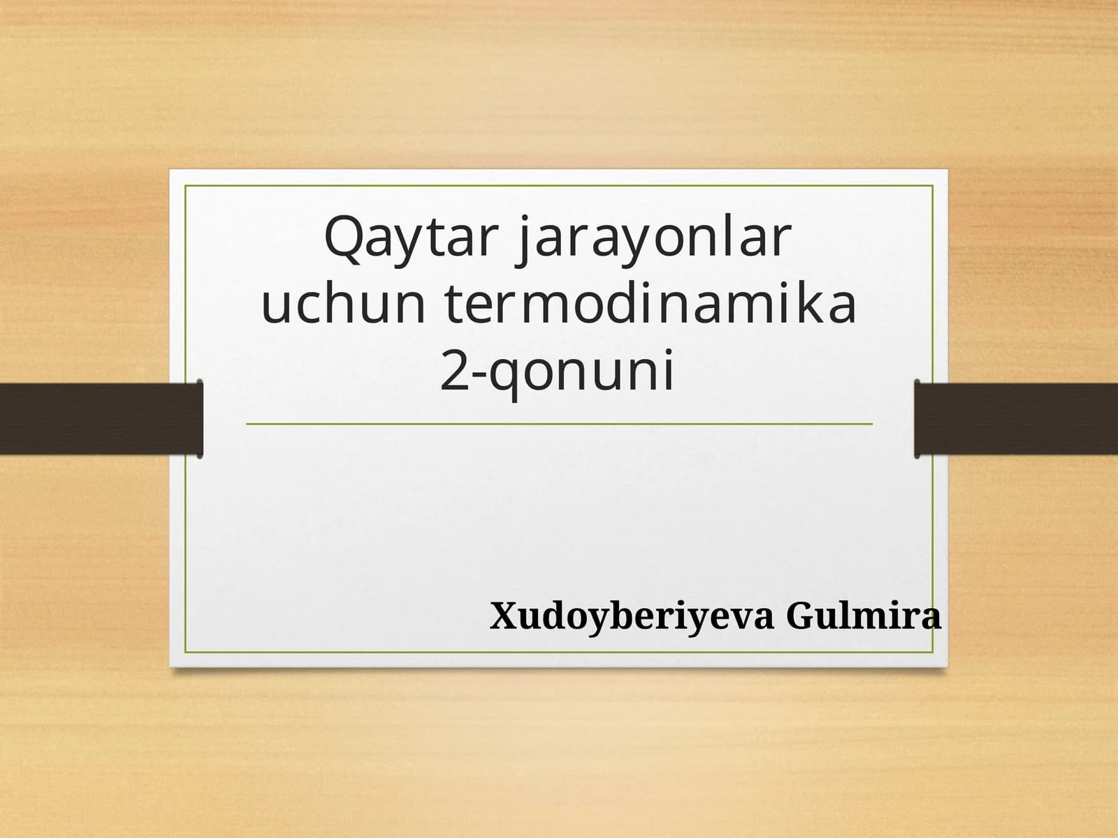 Qaytar jarayonlar uchun Termodinamika 2-qonuni
