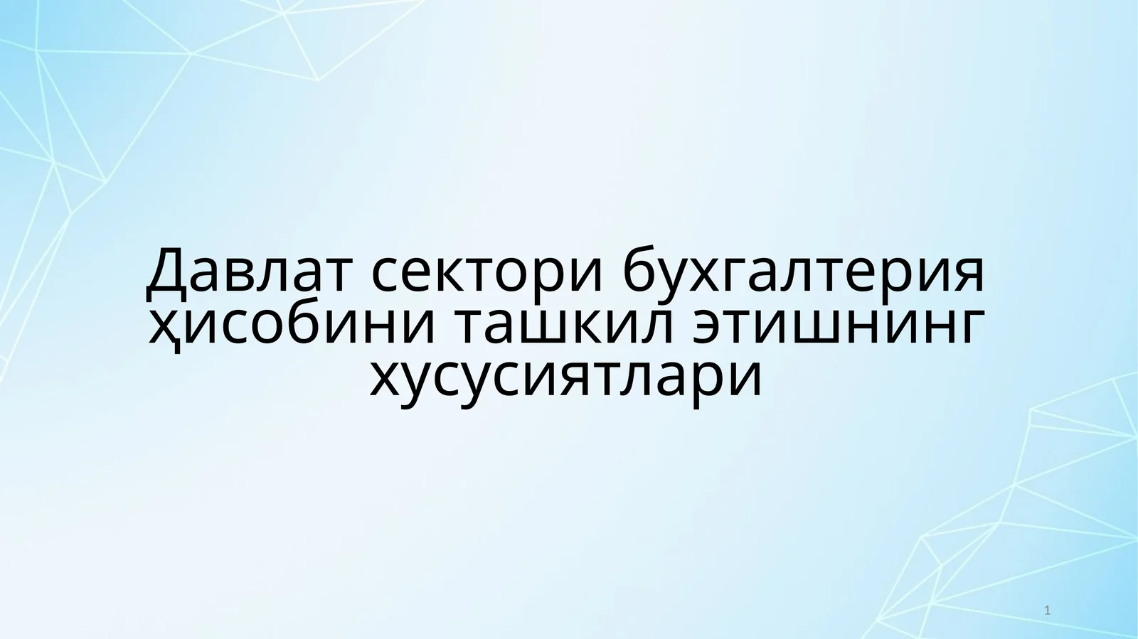 Давлат сектори бухгалтерия ҳисобини ташкил етишнинг хусусиятлари