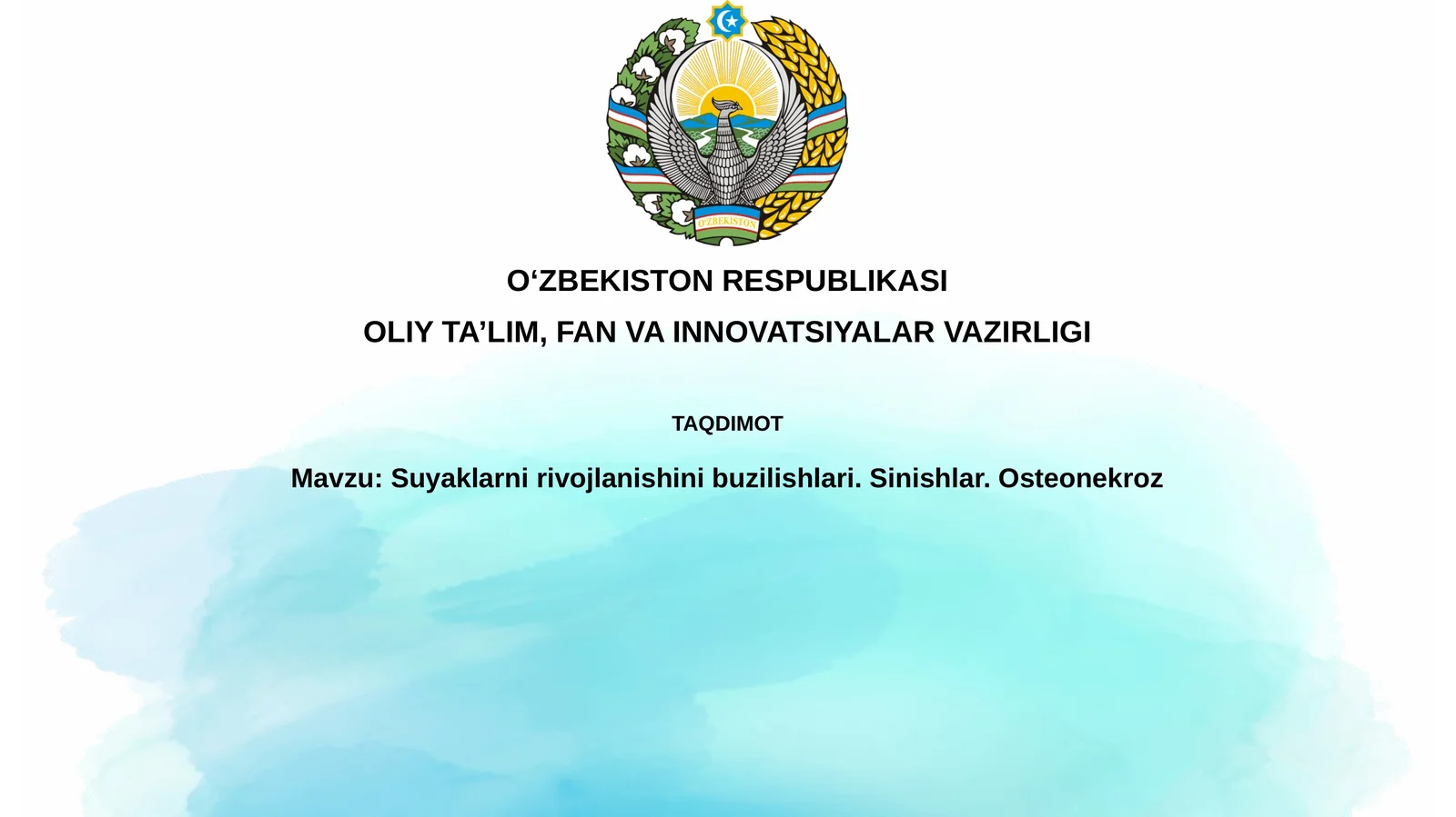 Suyaklarnirivojlanishinibuzilishlari.Sinishlar.Osteonekroz