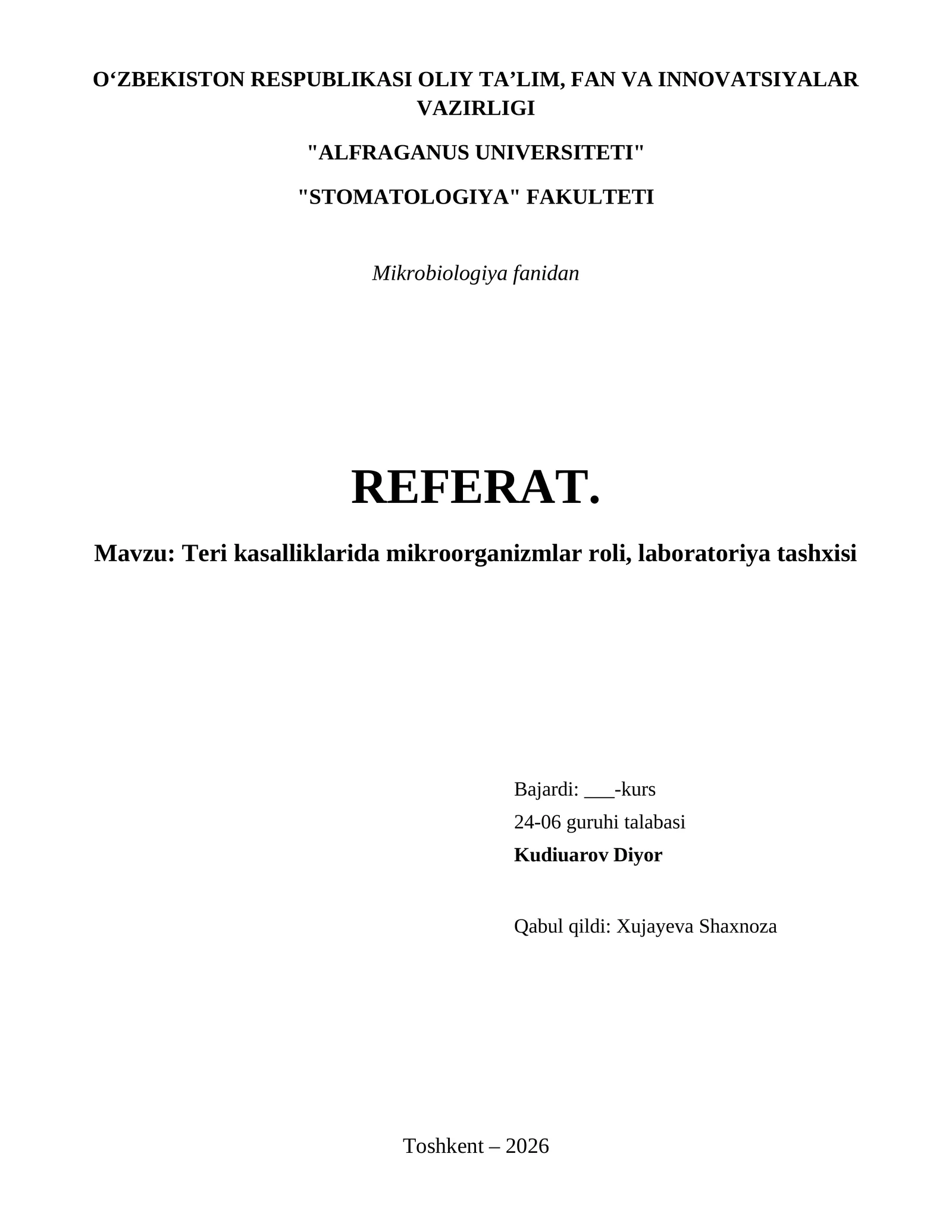 Teri kasalliklarida mikroorganizmlar roli, laboratoriya tashxisi