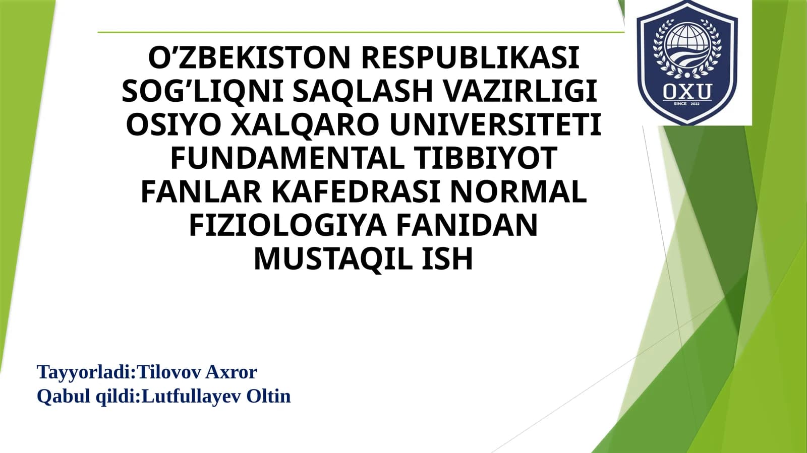 Mavzu:Eritrositlar,turlari funksiyalari gemoglobin va uning turlari