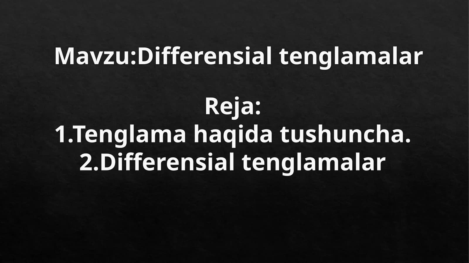 Differensial tenglamalar
