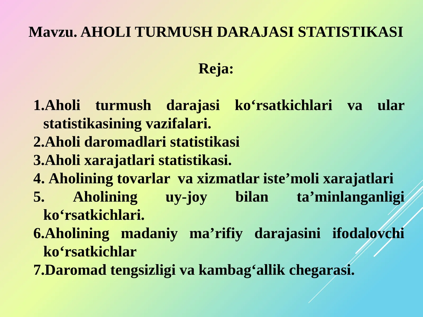 Aholi turmush darajasi statistikasi