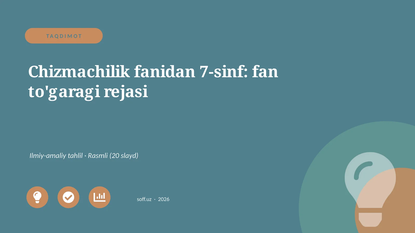 Chizmachilik fanidan 7-sinf: fan to'garagi rejasi
