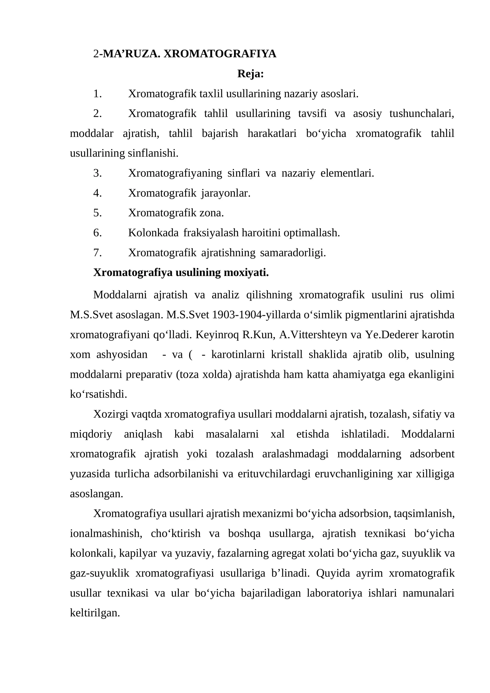 Xromatografiya