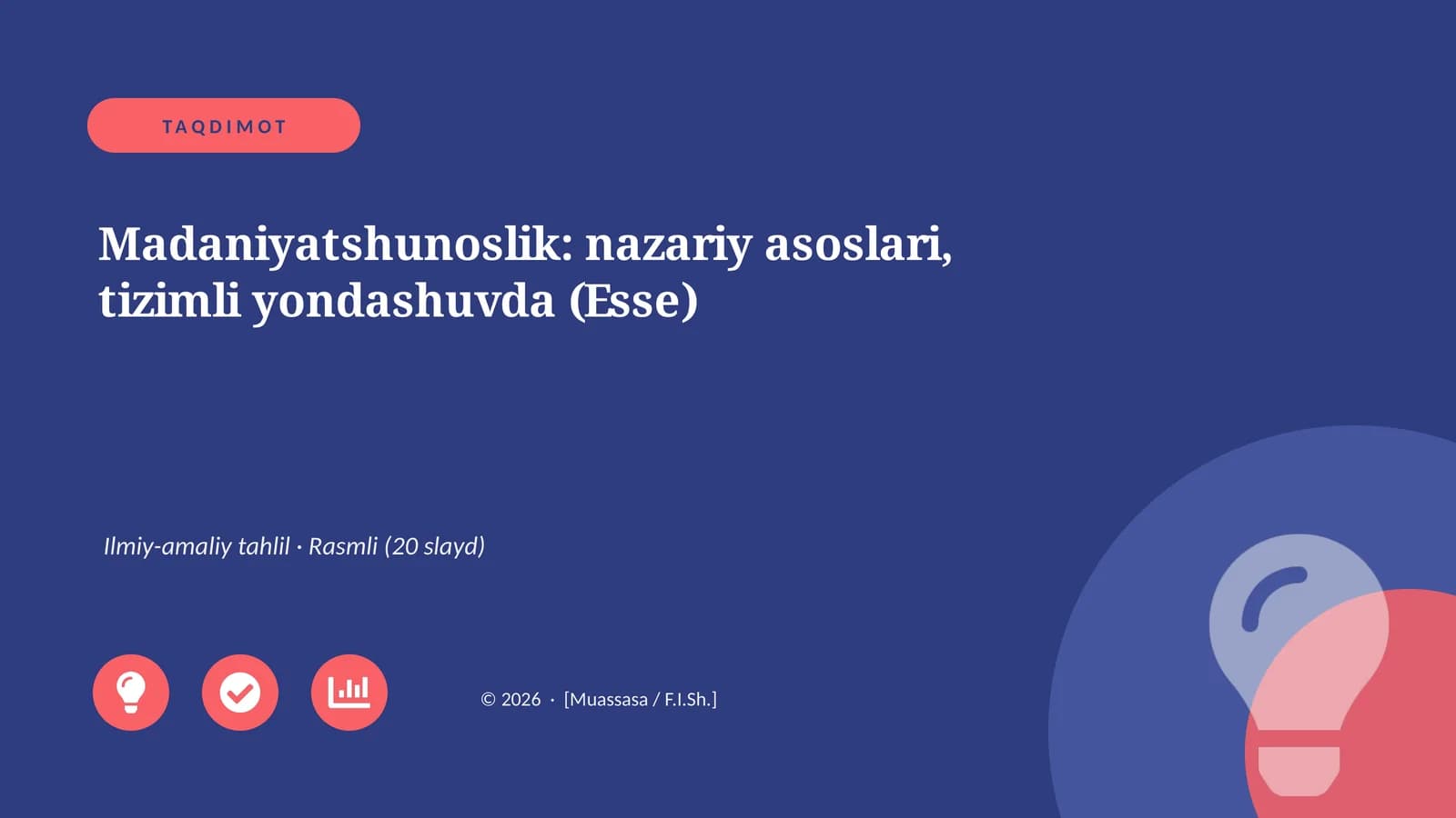 Madaniyatshunoslik: nazariy asoslari, tizimli yondashuvda (Esse)