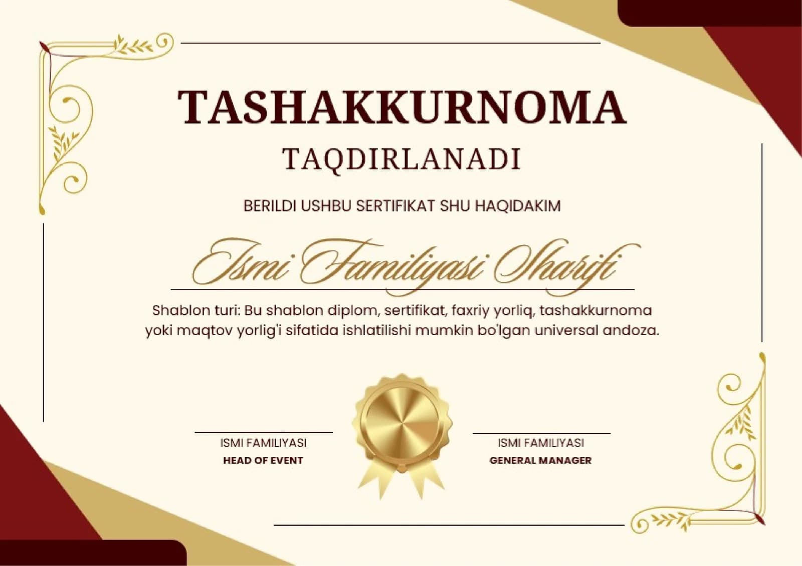 TASHAKKURNOMA