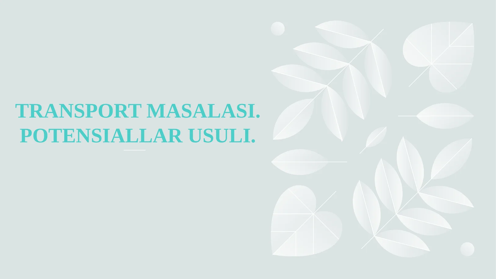 Transport masalasi. Potensiallar usuli.