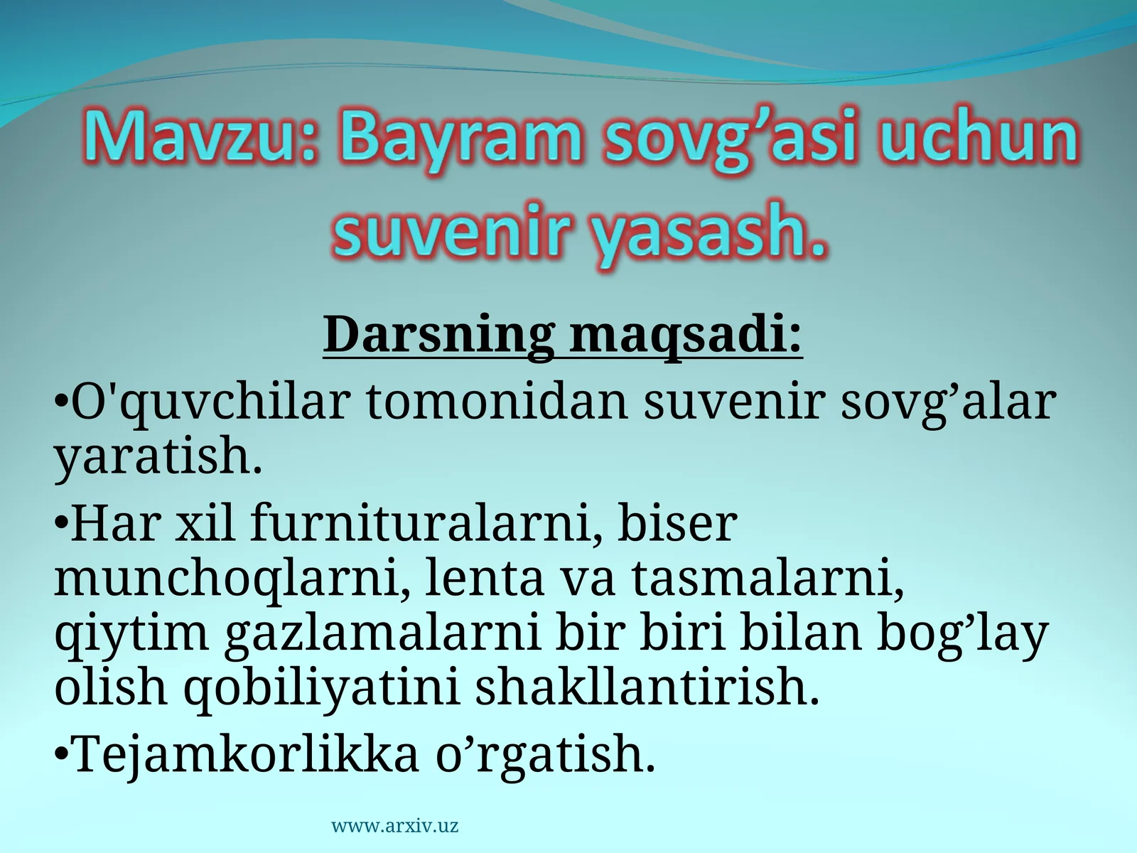 Suvenir sovg’alar yaratish