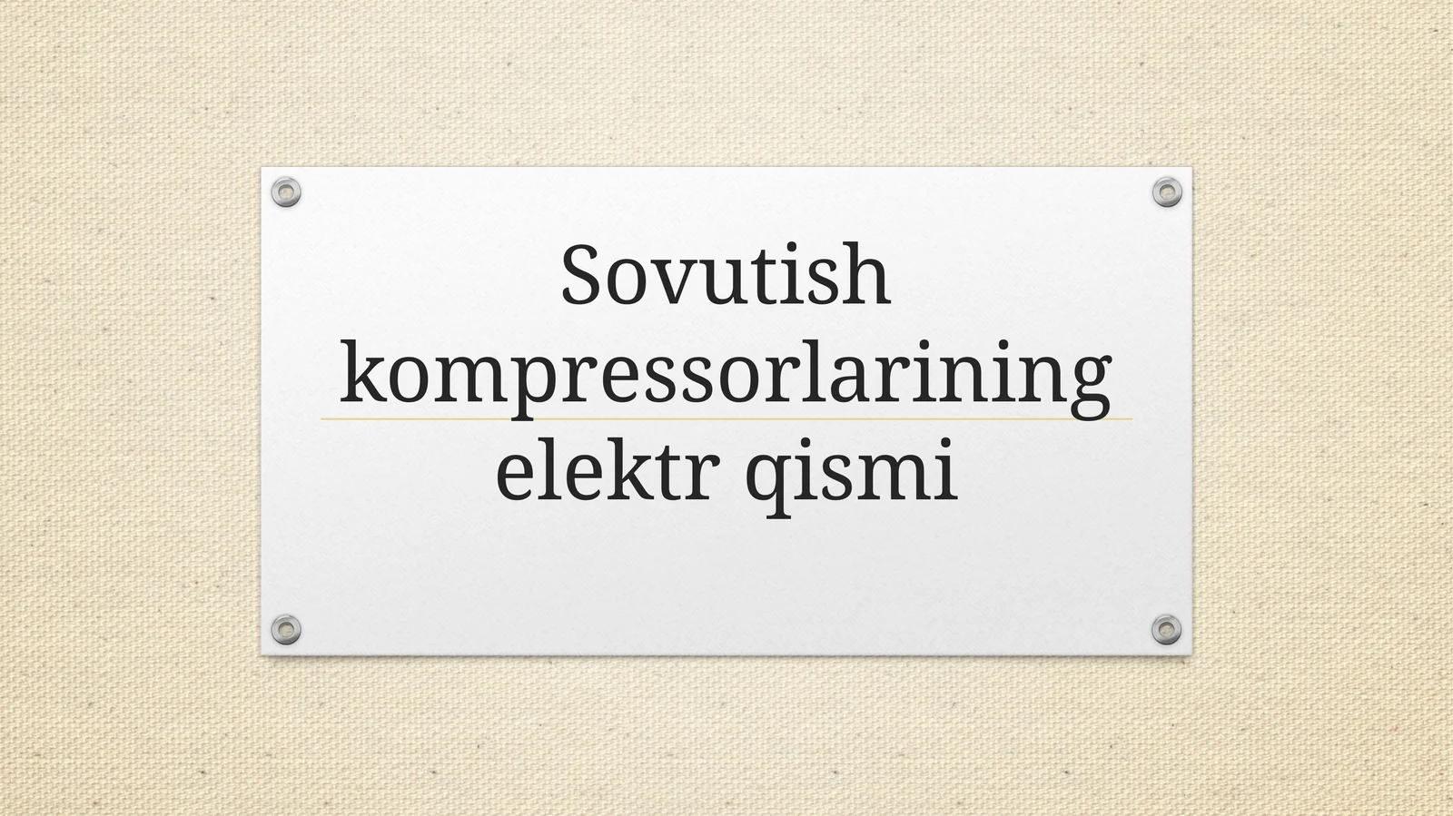 Sovutish kompressorlarining elektr qismi