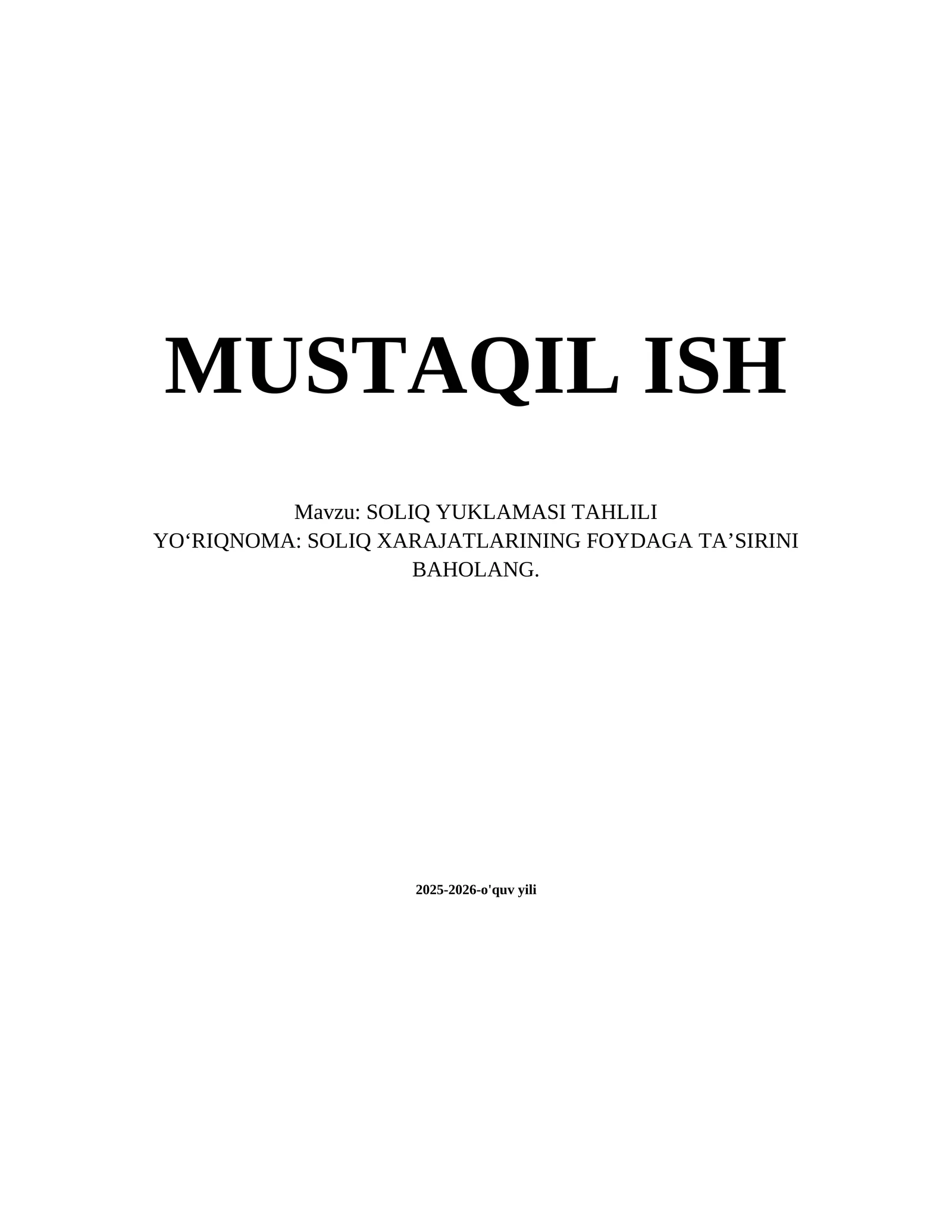 SOLIQ YUKLAMASI TAHLILI